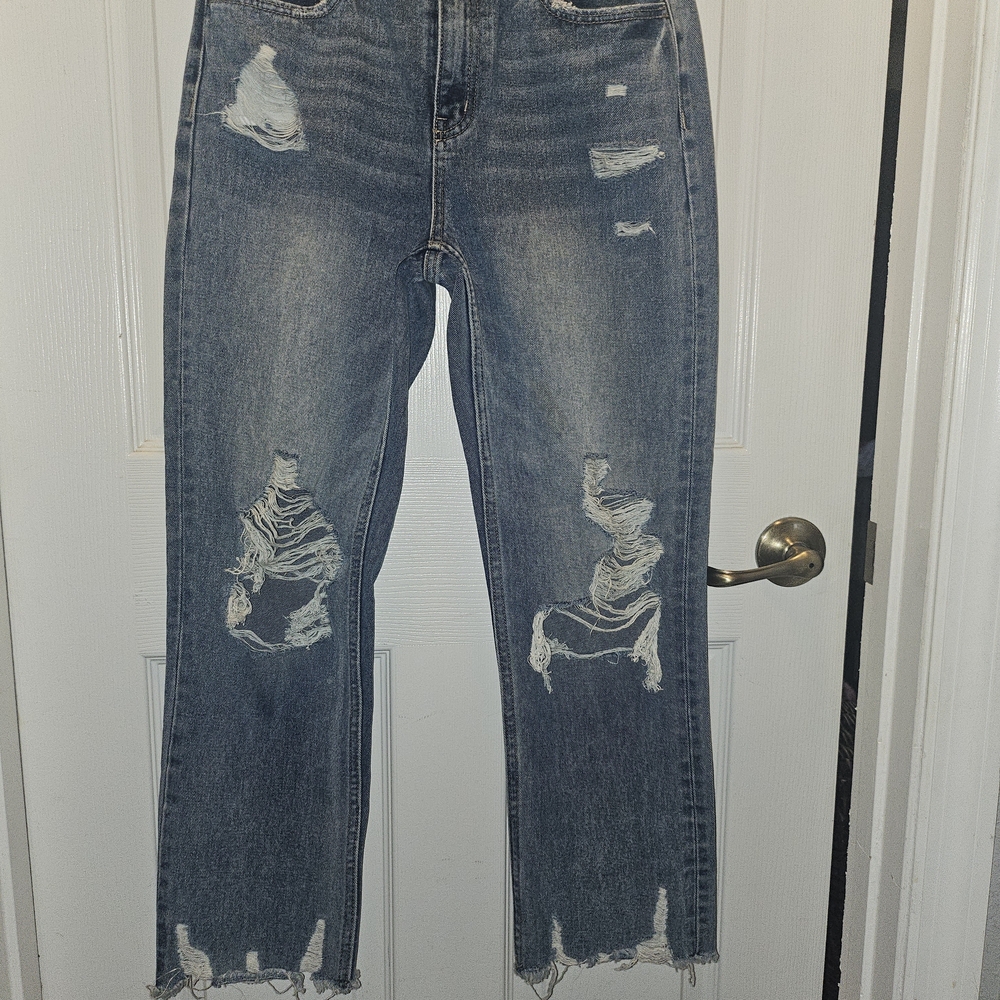 Flying Monkey Distressed Ankle Jeans in Blue